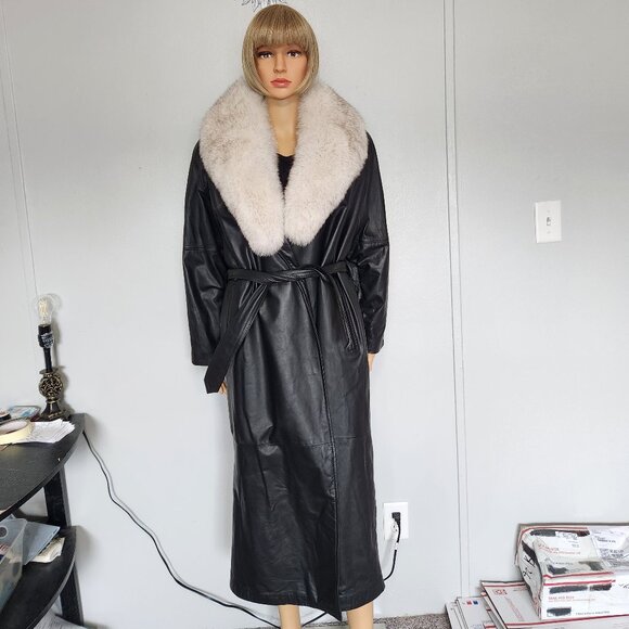 #628 Leather/fox fur f/l coat - Picture 1 of 5